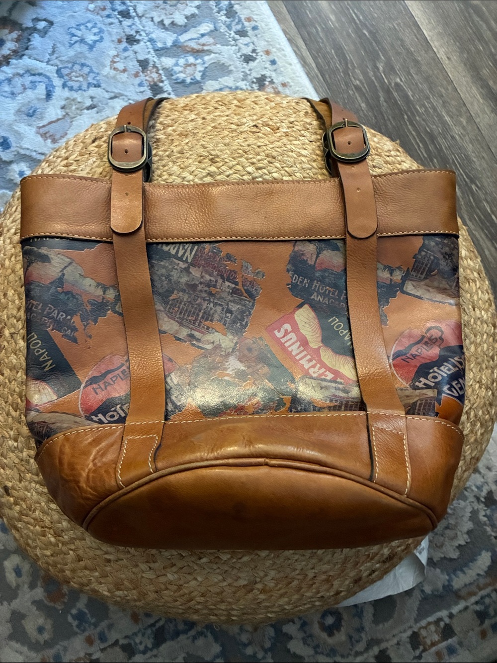 Patricia Nash Tan & Brown Printed Leather Shoulder Tote
